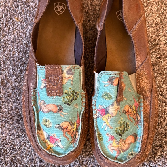 Ariat Brown and Blue Moccasins Slip-On Shoes - Picture 2 of 7